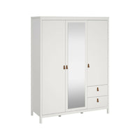 Guardaroba 3 ante Rufina, Mobile camera da letto, Cabina armadio portabiti, Armadio appendiabiti, 150x58 h199 cm, Bianco