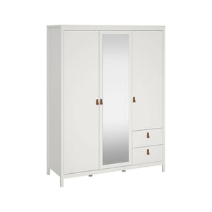 Guardaroba 3 ante Rufina, Mobile camera da letto, Cabina armadio portabiti, Armadio appendiabiti, 150x58 h199 cm, Bianco