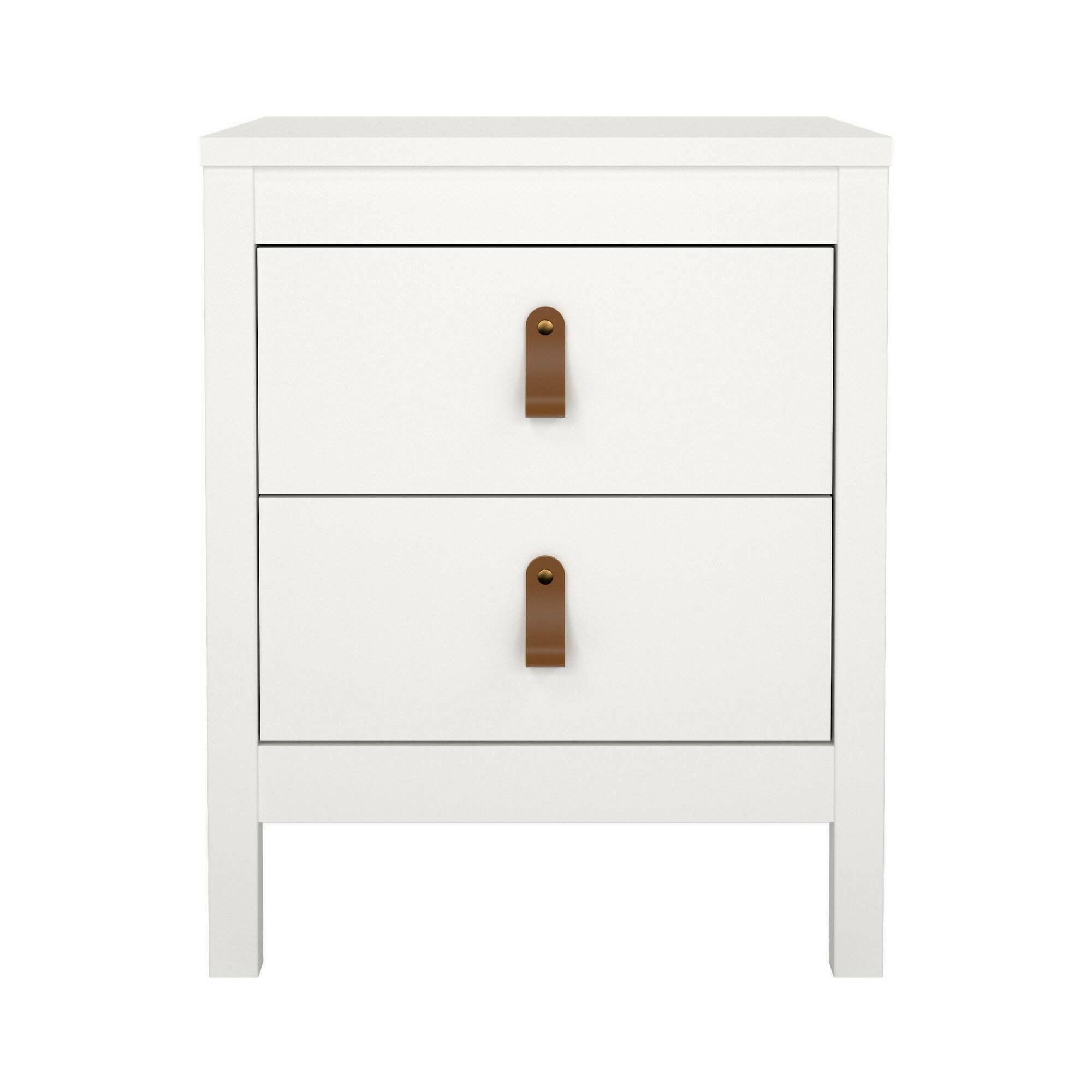 Comodino Fred, Comò basso, Tavolino da notte, Mensola da letto, 44x38 h54 cm, Bianco