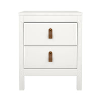 Comodino Fred, Comò basso, Tavolino da notte, Mensola da letto, 44x38 h54 cm, Bianco