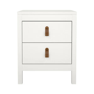 Comodino Fred, Comò basso, Tavolino da notte, Mensola da letto, 44x38 h54 cm, Bianco