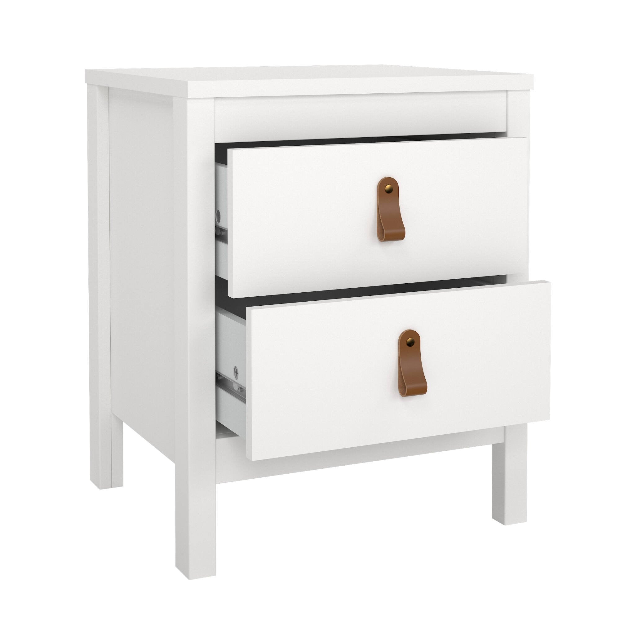 Comodino Fred, Comò basso, Tavolino da notte, Mensola da letto, 44x38 h54 cm, Bianco