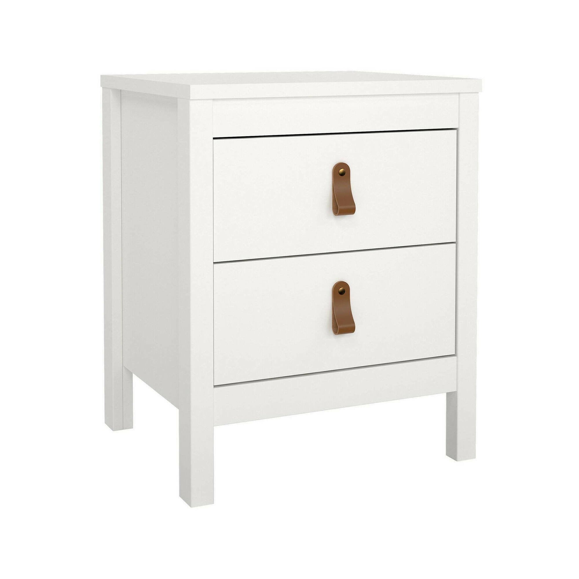 Comodino Fred, Comò basso, Tavolino da notte, Mensola da letto, 44x38 h54 cm, Bianco