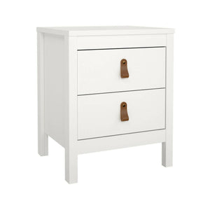 Comodino Fred, Comò basso, Tavolino da notte, Mensola da letto, 44x38 h54 cm, Bianco