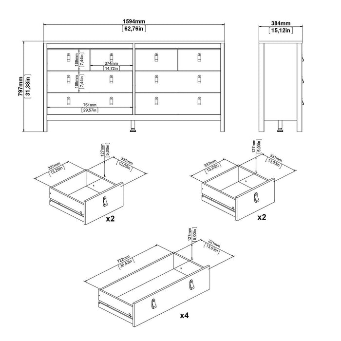 Credenza Kovsova, Buffet da soggiorno, Madia da salotto, Dispensa da cucina, 160x38 h80 cm, Rovere