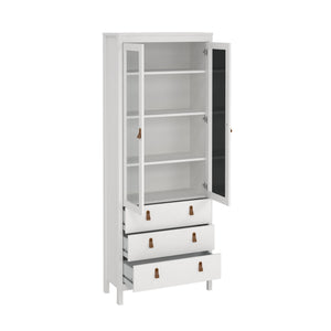 Vetrina Lazio, Credenza espositiva, Vetrinetta multiuso, Madia da soggiorno, 78x33 h199 cm, Bianco