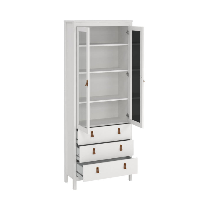 Vetrina Lazio, Credenza espositiva, Vetrinetta multiuso, Madia da soggiorno, 78x33 h199 cm, Bianco