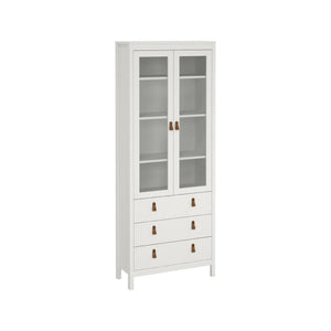 Vetrina Lazio, Credenza espositiva, Vetrinetta multiuso, Madia da soggiorno, 78x33 h199 cm, Bianco