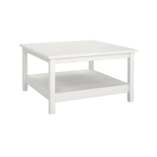 Tavolino da salotto Casato, Tavolo basso da caffè, Portariviste per divano, Ripiano da soggiorno, 81x81 h45 cm, Bianco