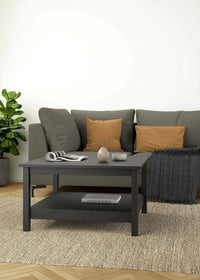 Tavolino da salotto Casato, Tavolo basso da caffè, Portariviste per divano, Ripiano da soggiorno, 81x81 h45 cm, Nero