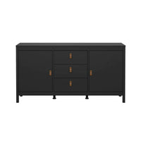 Credenza Whitney, Buffet da soggiorno, Madia da salotto, Dispensa da cucina, 151x38 h80 cm, Nero