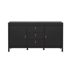 Credenza Whitney, Buffet da soggiorno, Madia da salotto, Dispensa da cucina, 151x38 h80 cm, Nero