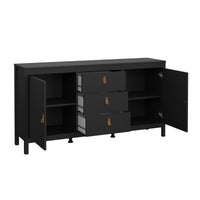 Credenza Whitney, Buffet da soggiorno, Madia da salotto, Dispensa da cucina, 151x38 h80 cm, Nero