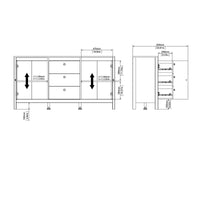 Credenza Whitney, Buffet da soggiorno, Madia da salotto, Dispensa da cucina, 151x38 h80 cm, Nero