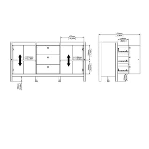 Credenza Whitney, Buffet da soggiorno, Madia da salotto, Dispensa da cucina, 151x38 h80 cm, Nero