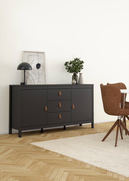 Credenza Whitney, Buffet da soggiorno, Madia da salotto, Dispensa da cucina, 151x38 h80 cm, Nero