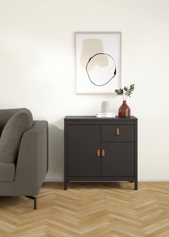 Credenza Romagna, Buffet da soggiorno, Madia da salotto, Dispensa da cucina, 82x38 h80 cm, Nero