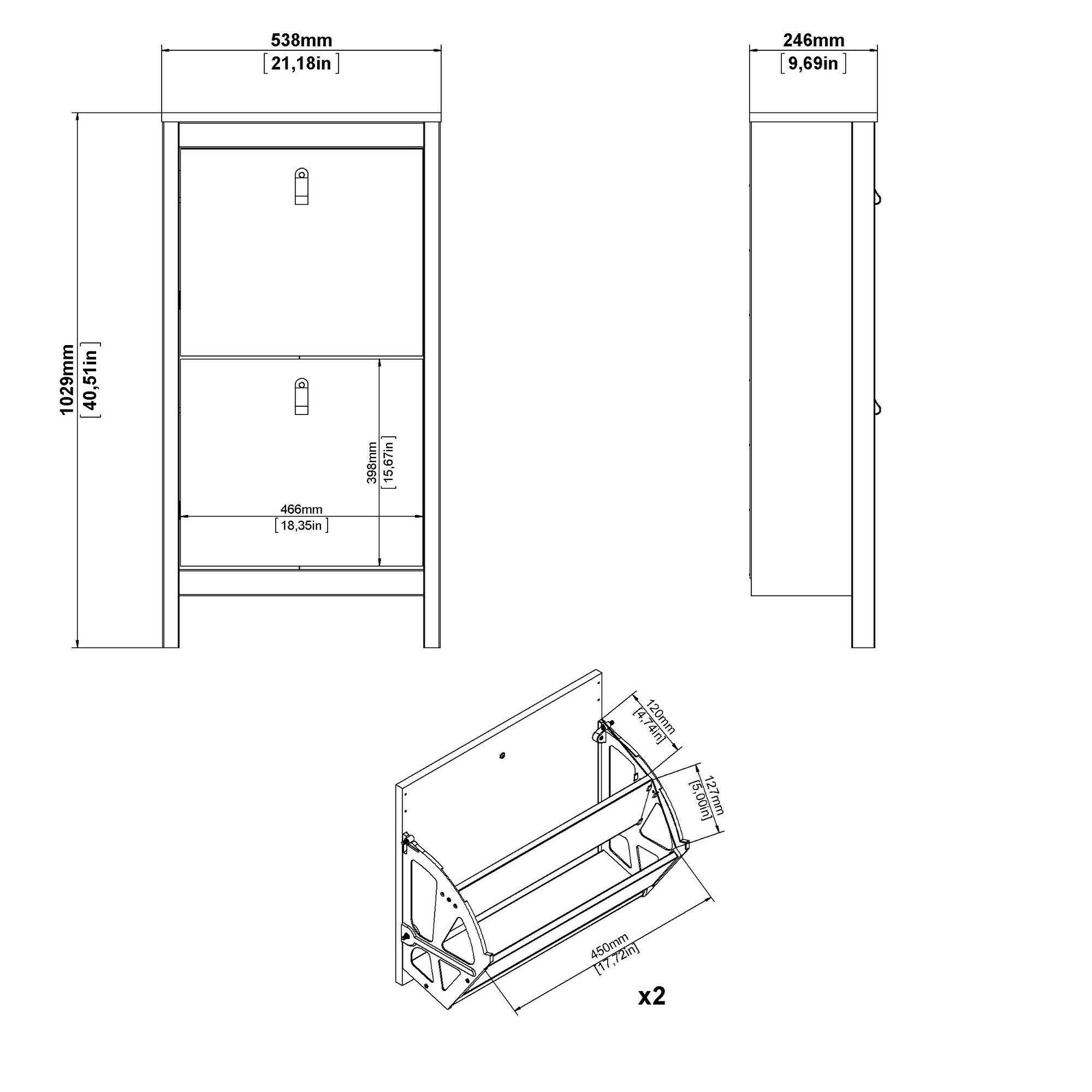 Scarpiera Tisoy, Mobile portascarpe, Armadio da ingresso multiuso, Mobiletto per calzature, 54x25 h103 cm, Bianco