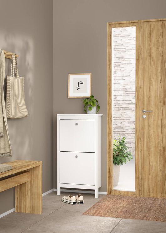 Scarpiera Tisoy, Mobile portascarpe, Armadio da ingresso multiuso, Mobiletto per calzature, 54x25 h103 cm, Bianco