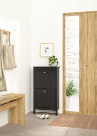 Scarpiera Tisoy, Mobile portascarpe, Armadio da ingresso multiuso, Mobiletto per calzature, 54x25 h103 cm, Nero