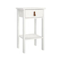 Comodino Inday, Comò basso, Tavolino da notte, Mensola da letto, 40x34 h70 cm, Bianco