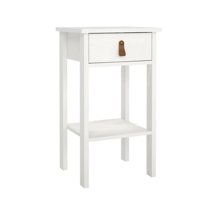 Comodino Inday, Comò basso, Tavolino da notte, Mensola da letto, 40x34 h70 cm, Bianco