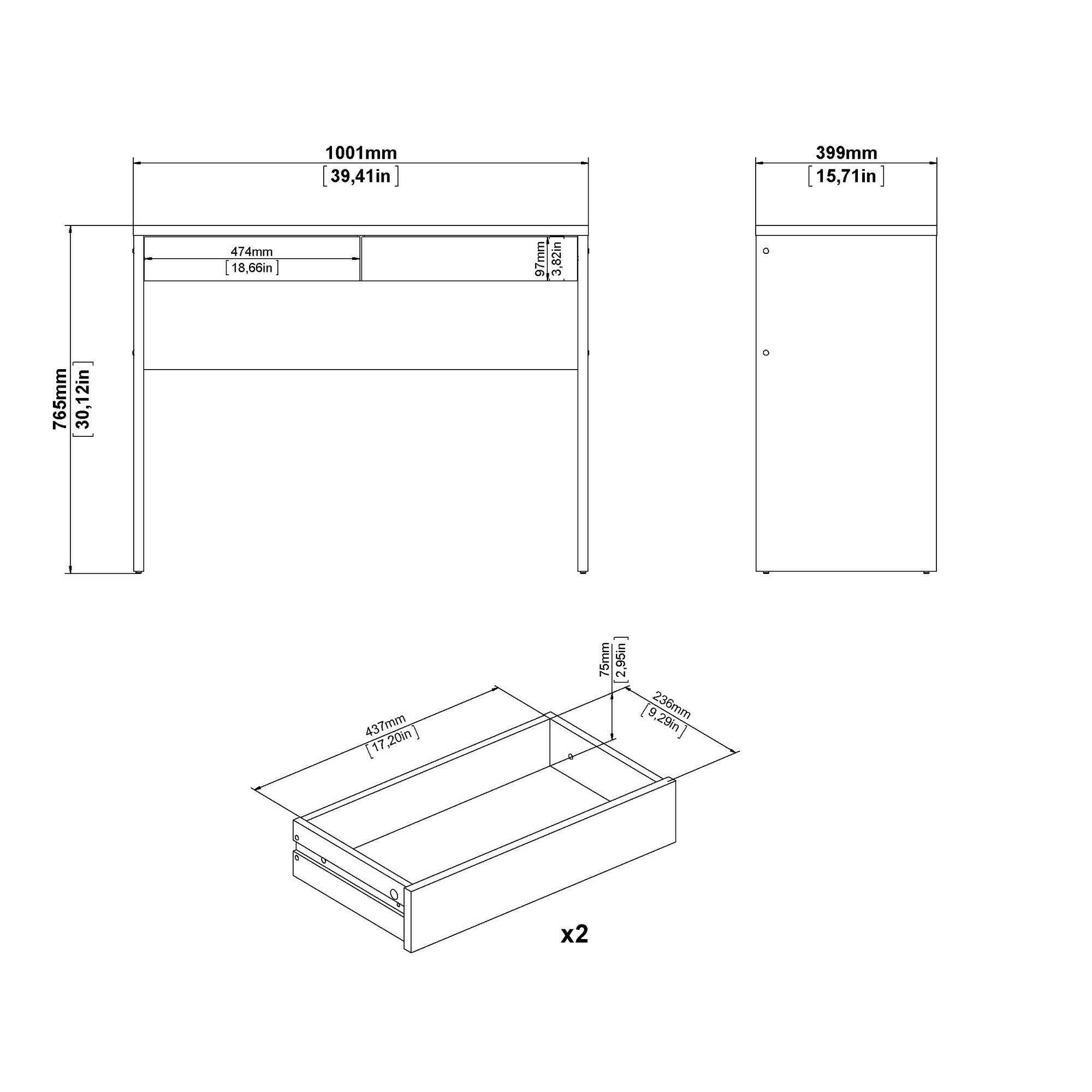 Scrivania Acero, Scrittoio multiuso, Tavolo per ufficio porta PC, Piano di lavoro, 100x40 h77 cm, Rovere