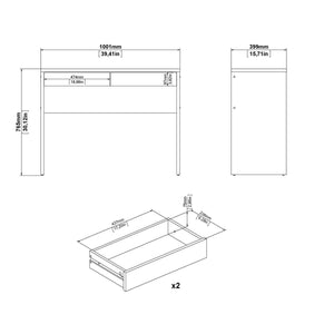 Scrivania Acero, Scrittoio multiuso, Tavolo per ufficio porta PC, Piano di lavoro, 100x40 h77 cm, Rovere