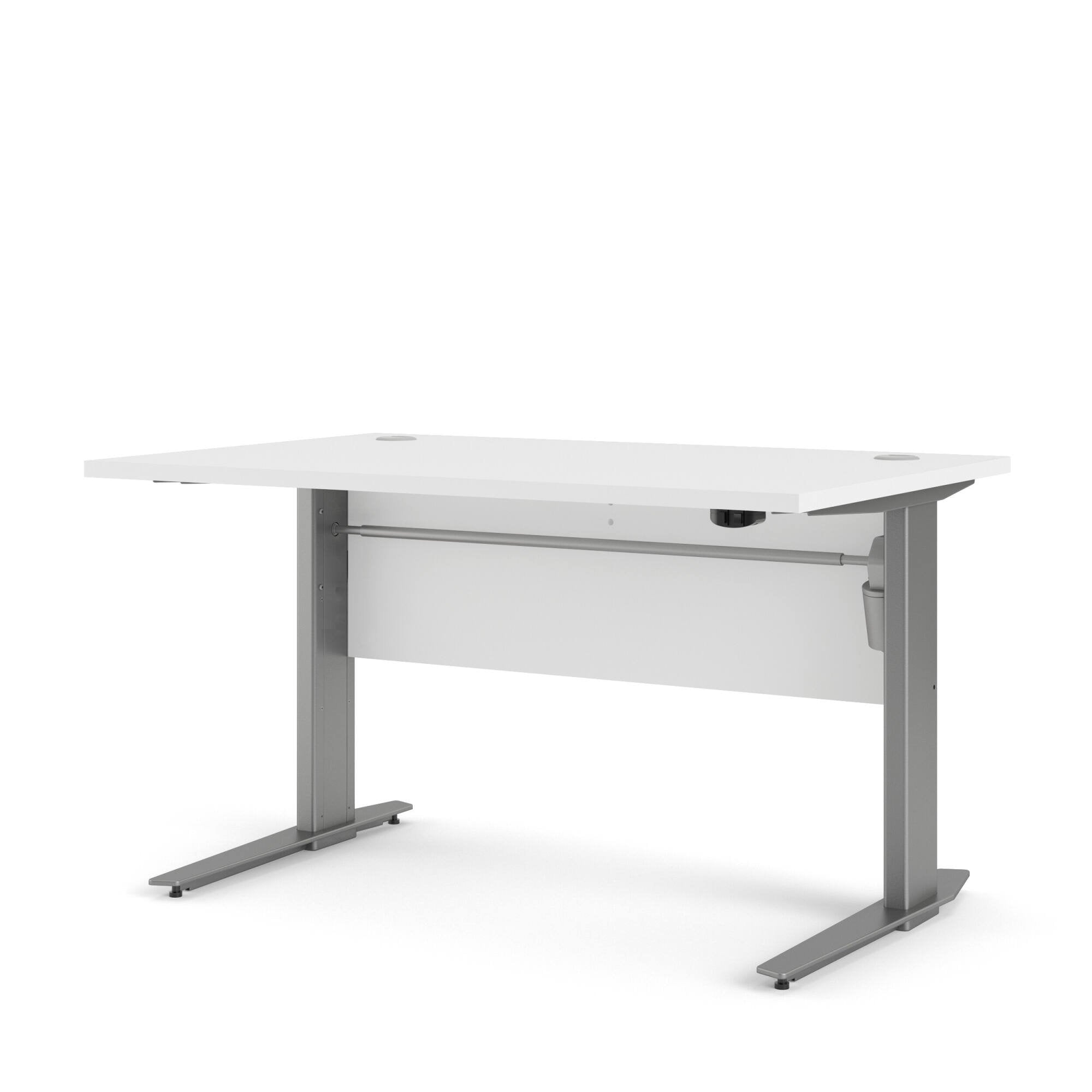 Scrivania Alfango, Scrittoio multiuso, Tavolo per ufficio porta PC, Piano di lavoro, 120x80 h75 cm, Bianco e Grigio