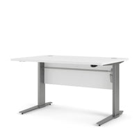 Scrivania Alfango, Scrittoio multiuso, Tavolo per ufficio porta PC, Piano di lavoro, 120x80 h75 cm, Bianco e Grigio