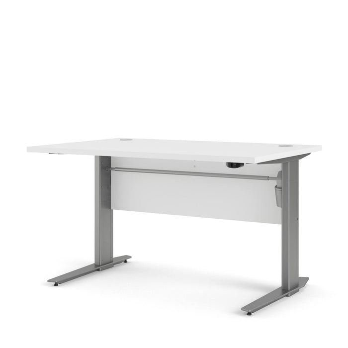 Scrivania Alfango, Scrittoio multiuso, Tavolo per ufficio porta PC, Piano di lavoro, 120x80 h75 cm, Bianco e Grigio