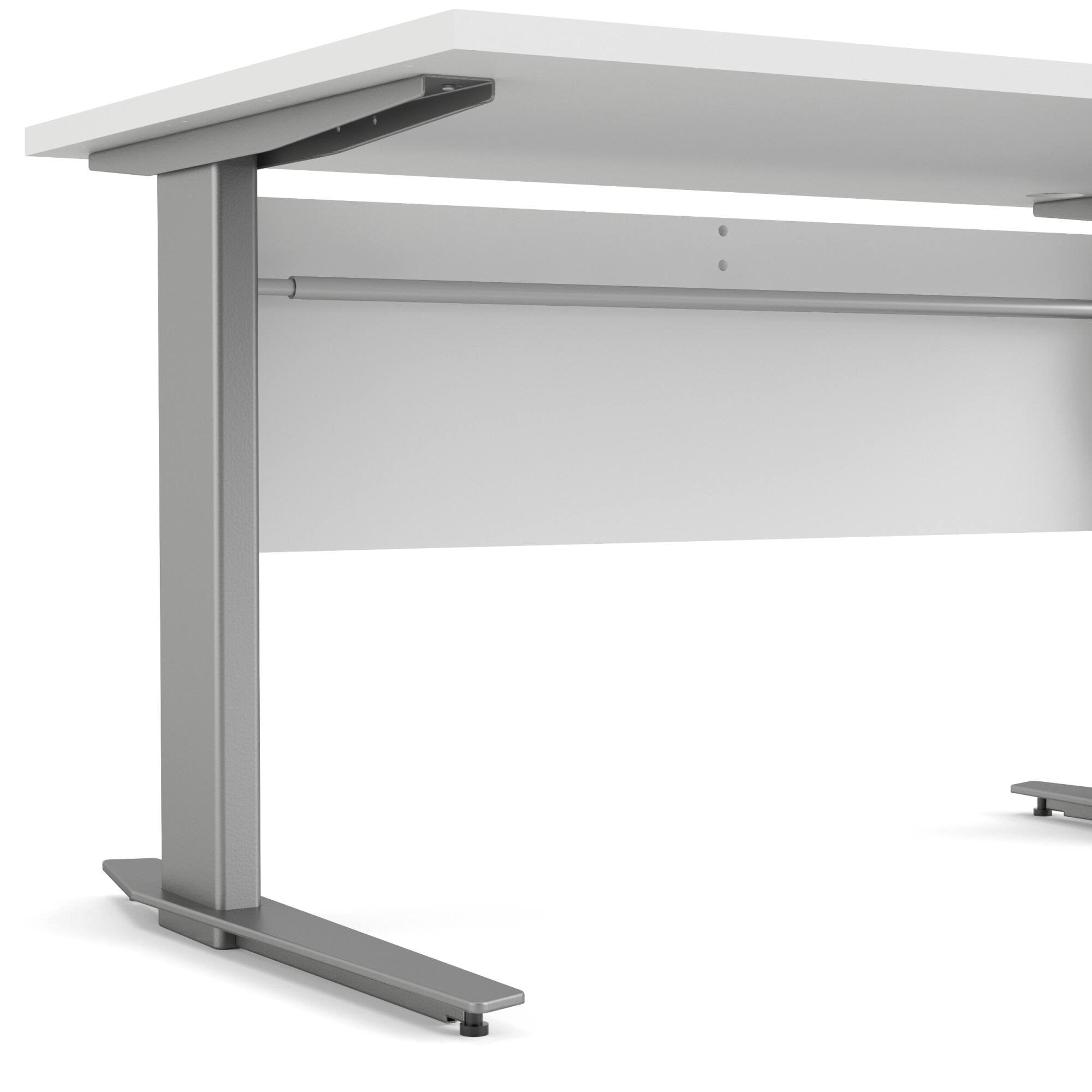 Scrivania Alfango, Scrittoio multiuso, Tavolo per ufficio porta PC, Piano di lavoro, 120x80 h75 cm, Bianco e Grigio