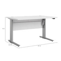 Scrivania Alfango, Scrittoio multiuso, Tavolo per ufficio porta PC, Piano di lavoro, 120x80 h75 cm, Bianco e Grigio