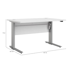 Scrivania Alfango, Scrittoio multiuso, Tavolo per ufficio porta PC, Piano di lavoro, 120x80 h75 cm, Bianco e Grigio