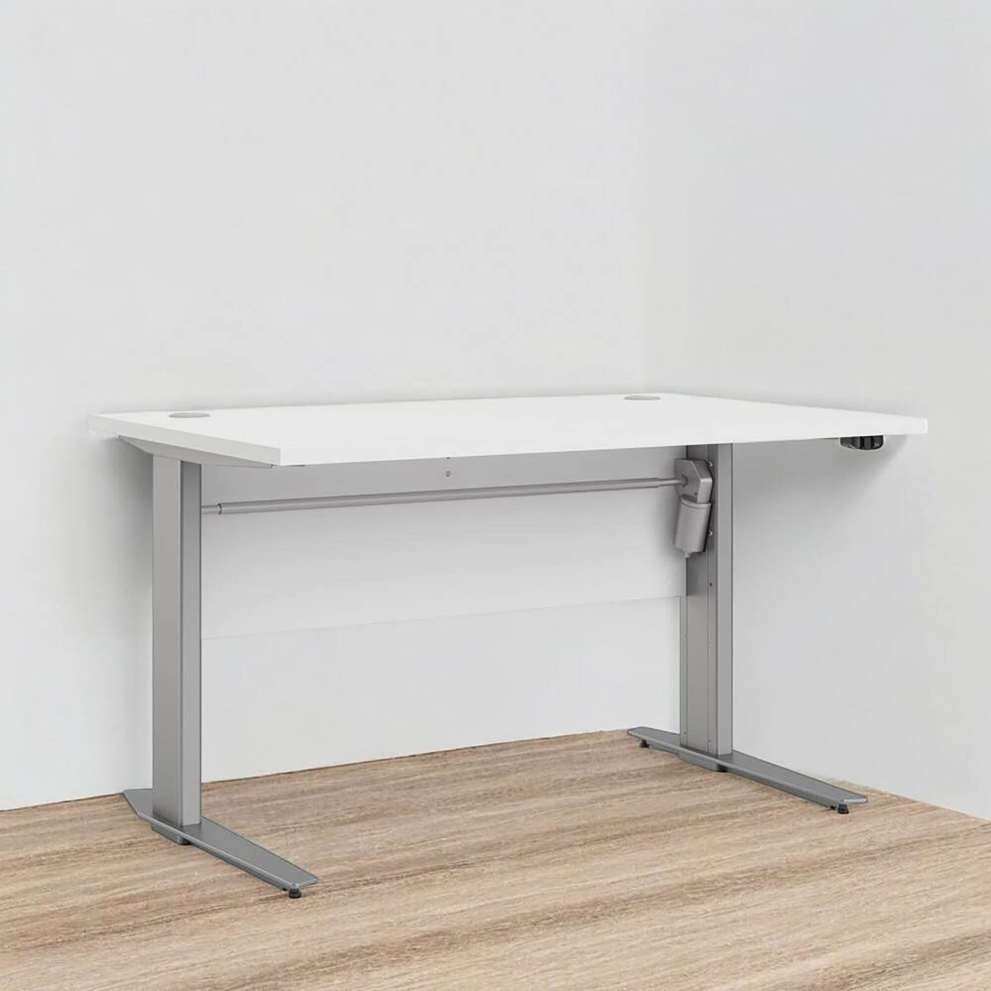 Scrivania Alfango, Scrittoio multiuso, Tavolo per ufficio porta PC, Piano di lavoro, 120x80 h75 cm, Bianco e Grigio