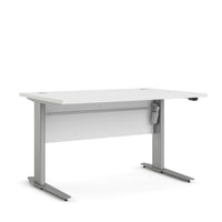 Scrivania Alfango, Scrittoio multiuso, Tavolo per ufficio porta PC, Piano di lavoro, 120x80 h75 cm, Bianco e Grigio