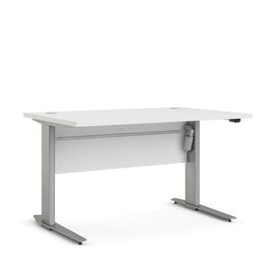 Scrivania Alfango, Scrittoio multiuso, Tavolo per ufficio porta PC, Piano di lavoro, 120x80 h75 cm, Bianco e Grigio