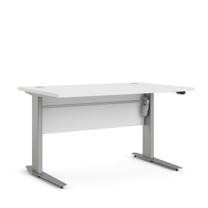 Scrivania Alfango, Scrittoio multiuso, Tavolo per ufficio porta PC, Piano di lavoro, 120x80 h75 cm, Bianco e Grigio