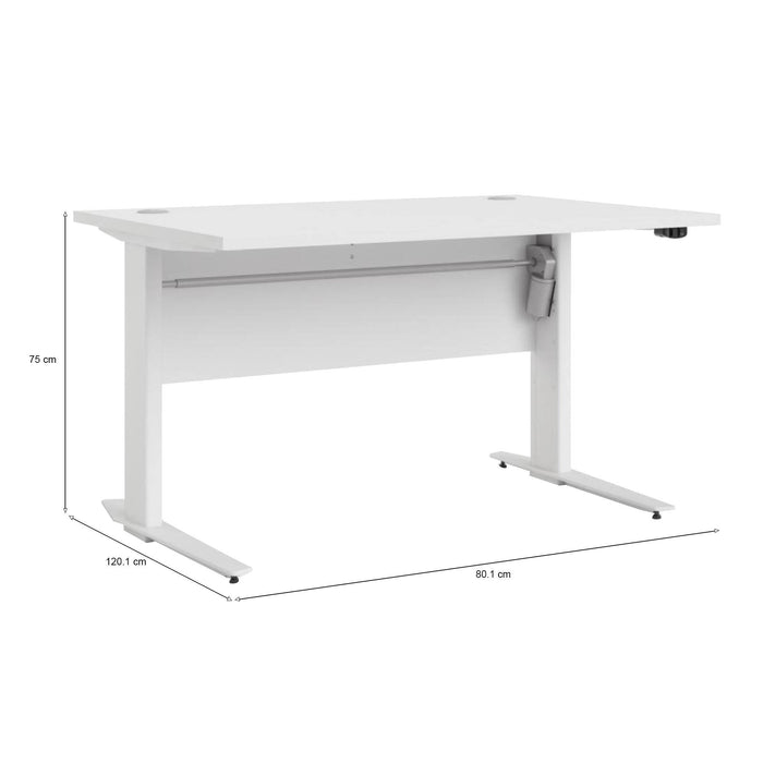 Scrivania Alfango, Scrittoio multiuso, Tavolo per ufficio porta PC, Piano di lavoro, 120x80 h75 cm, Bianco
