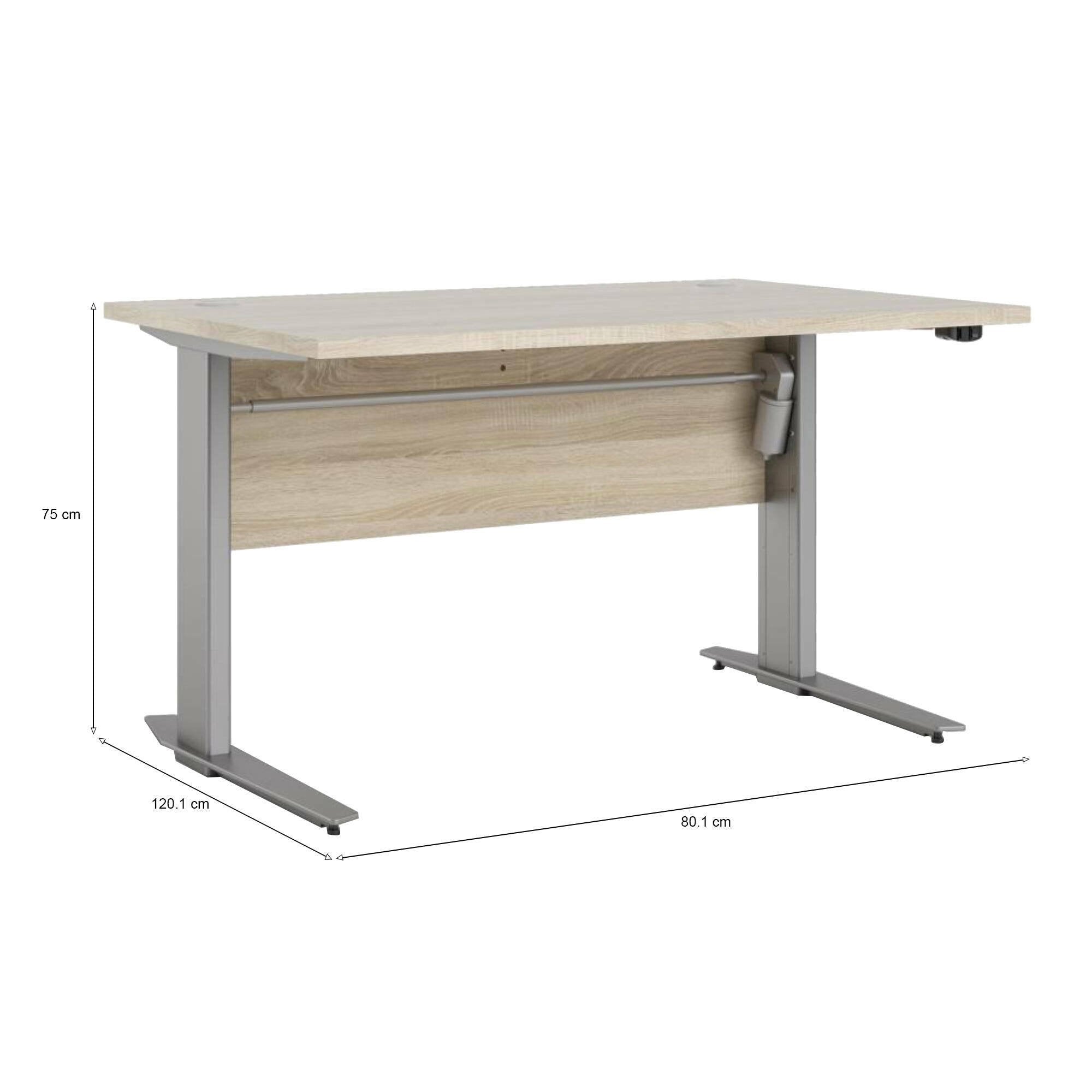 Scrivania Alfango, Scrittoio multiuso, Tavolo per ufficio porta PC, Piano di lavoro, 120x80 h75 cm, Grigio e Quercia