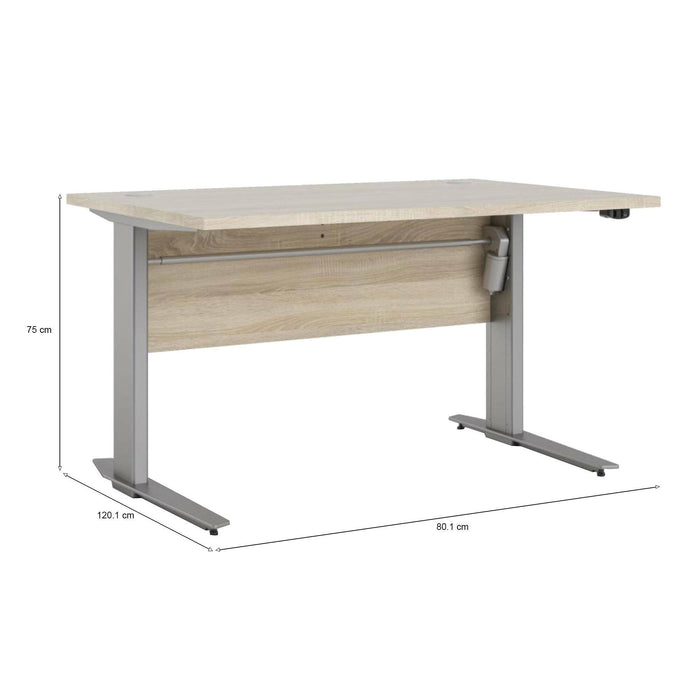 Scrivania Alfango, Scrittoio multiuso, Tavolo per ufficio porta PC, Piano di lavoro, 120x80 h75 cm, Grigio e Quercia