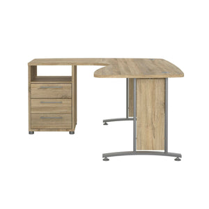 Scrivania Estong, Scrittoio multiuso, Tavolo per ufficio porta PC, Piano di lavoro, 159x150 h75 cm, Grigio e Quercia