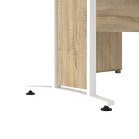 Scrivania Estong, Scrittoio multiuso, Tavolo per ufficio porta PC, Piano di lavoro, 159x150 h75 cm, Quercia e Bianco