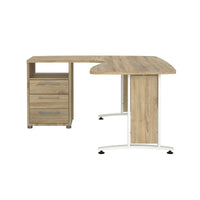 Scrivania Estong, Scrittoio multiuso, Tavolo per ufficio porta PC, Piano di lavoro, 159x150 h75 cm, Quercia e Bianco