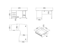 Scrivania Estong, Scrittoio multiuso, Tavolo per ufficio porta PC, Piano di lavoro, 159x150 h75 cm, Quercia e Bianco