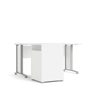 Scrivania Alfango, Scrittoio multiuso, Tavolo per ufficio porta PC, Piano di lavoro, 159x151 h75 cm, Bianco e Grigio