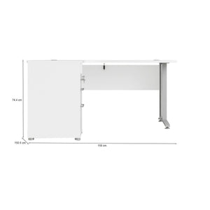 Scrivania Alfango, Scrittoio multiuso, Tavolo per ufficio porta PC, Piano di lavoro, 159x151 h75 cm, Bianco e Grigio
