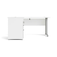Scrivania Alfango, Scrittoio multiuso, Tavolo per ufficio porta PC, Piano di lavoro, 159x151 h75 cm, Bianco e Grigio
