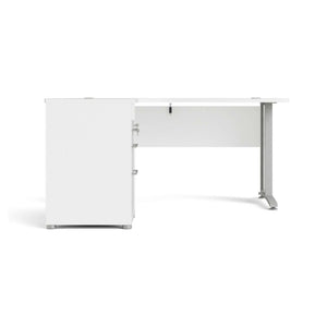 Scrivania Alfango, Scrittoio multiuso, Tavolo per ufficio porta PC, Piano di lavoro, 159x151 h75 cm, Bianco e Grigio