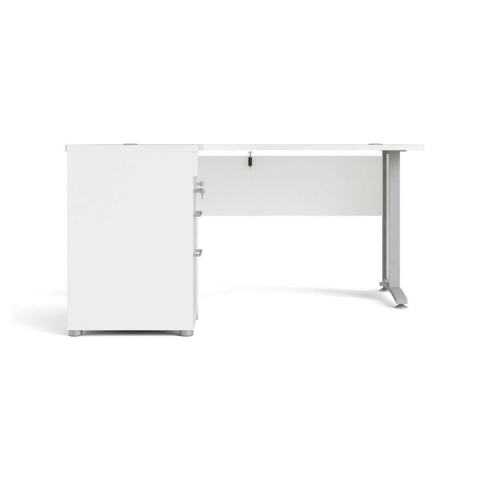 Scrivania Alfango, Scrittoio multiuso, Tavolo per ufficio porta PC, Piano di lavoro, 159x151 h75 cm, Bianco e Grigio